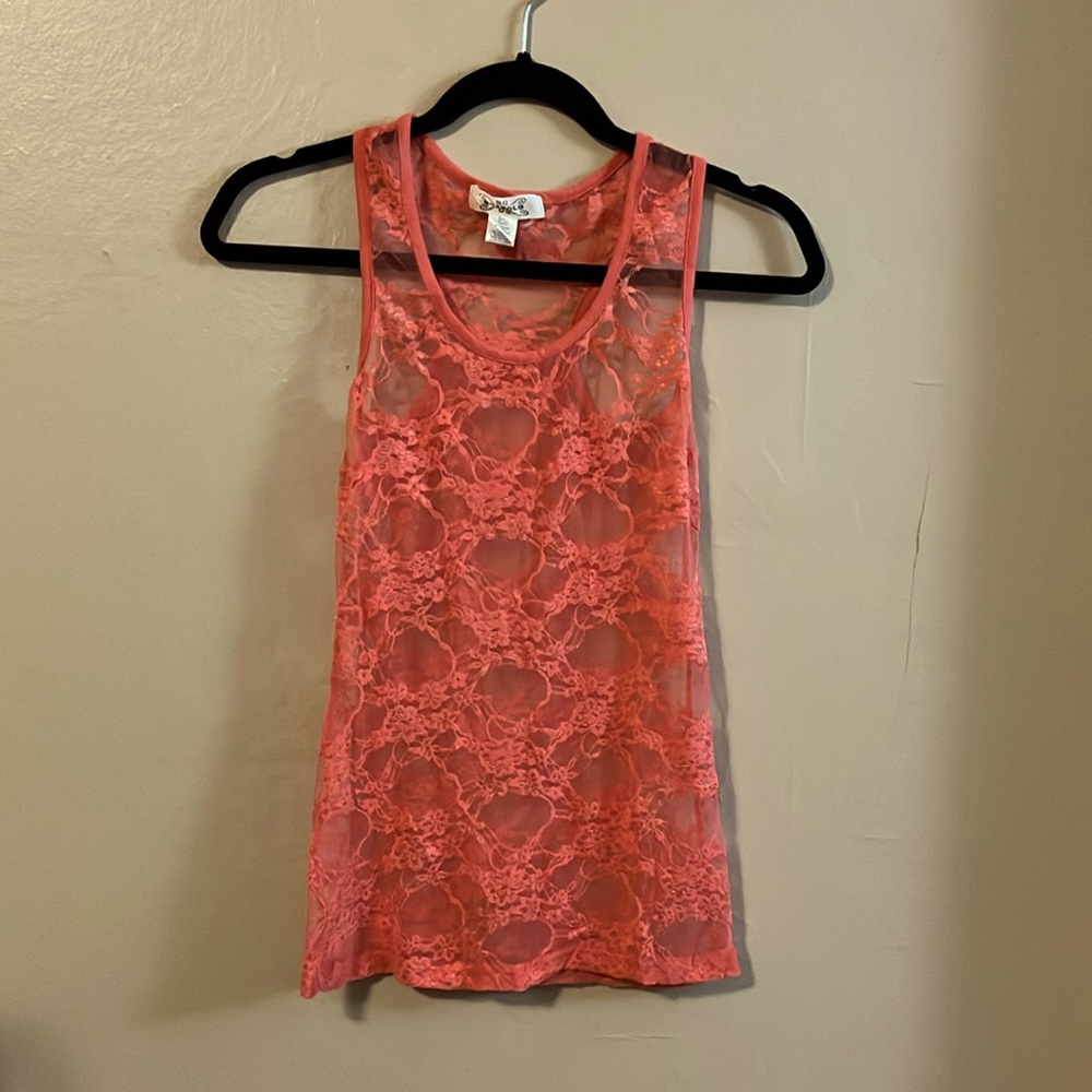 Bozzolo Sheer Pink Lace Tank Top S